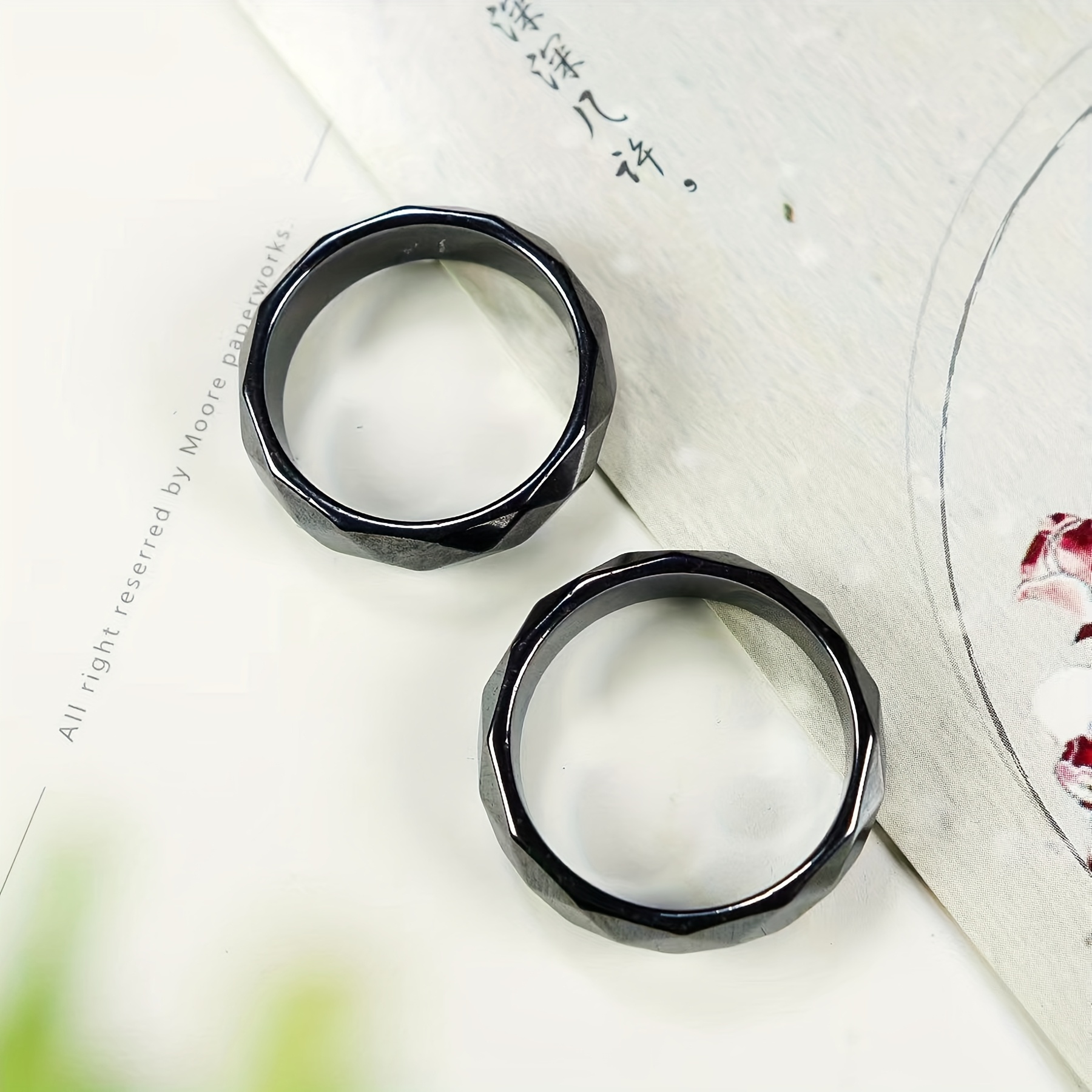 Terahertz Stone Faceted Ring Friendship Matching Promise Rings